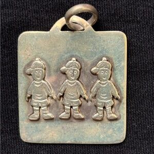 925 Sterling Silver Vintage Mid-Century Modern MCM Pendant Three Boys Boy Mom
